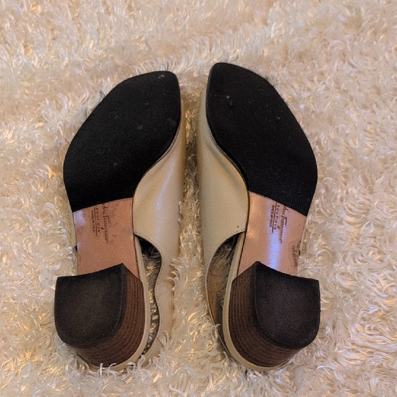 Salvatore Ferragamo Women's Cream Peep-Toe Shoes - Picture 6 of 8